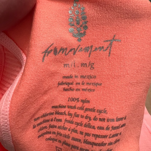 NWT Free People Movement Open Back Spell Out Logo Tank Neon Coral - Picture 5 of 5